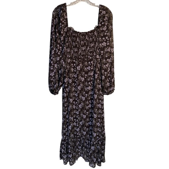 143 Story by Line Up Soft Floral Maxi Brown Lavender Front Slit Dress Size Large - Picture 3 of 16